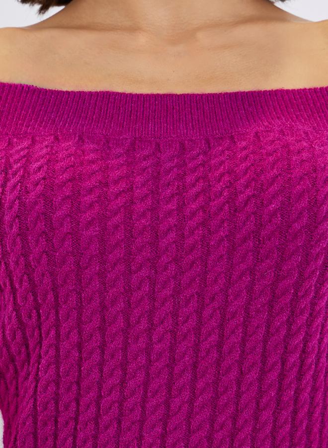 Styli Purple Cable Knit Sweater Midi Dress - Image 4